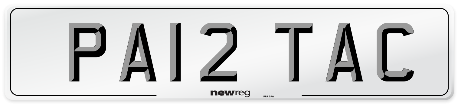 PA12 TAC Number Plate from New Reg